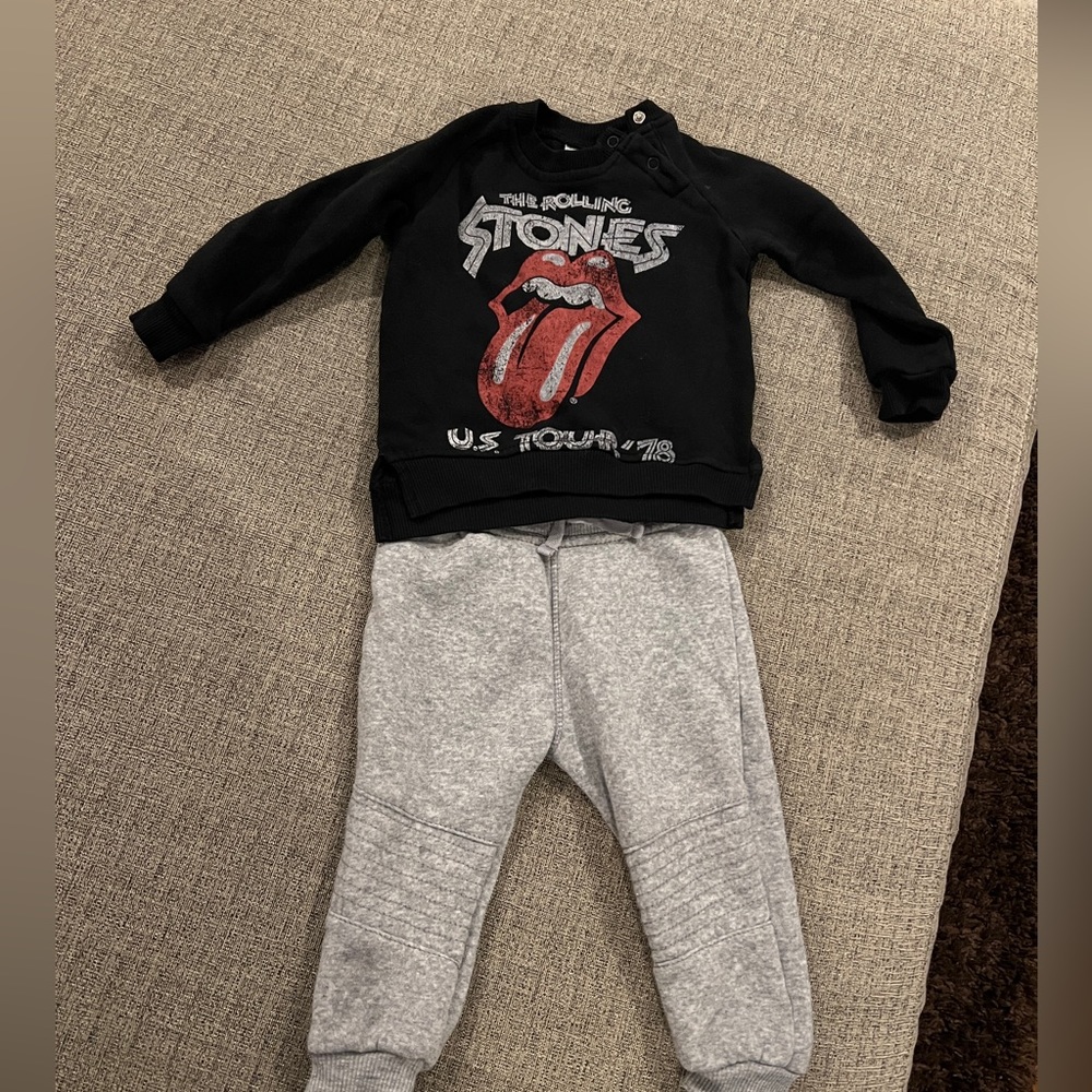 Size 18 month old Rolling Stones sweatshirt and sweatpants
